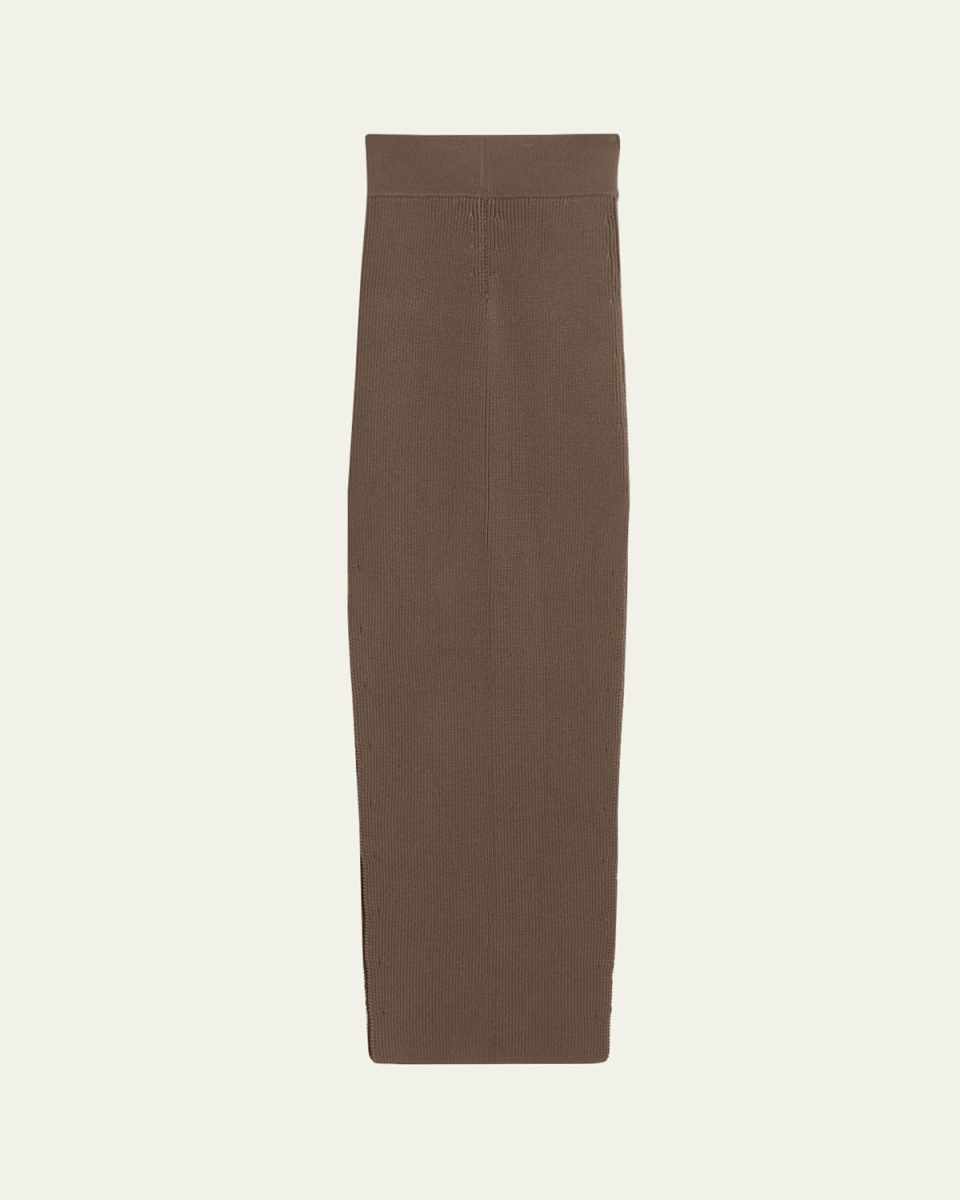 Wool Rib Slits Maxi Skirt